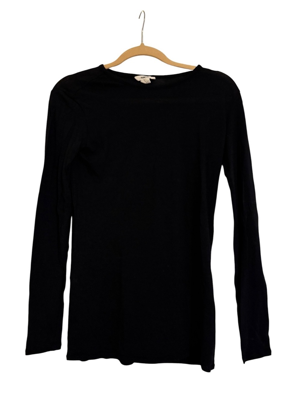 Helmut Lang Black Long Sleeve Viscose Top Size Medium